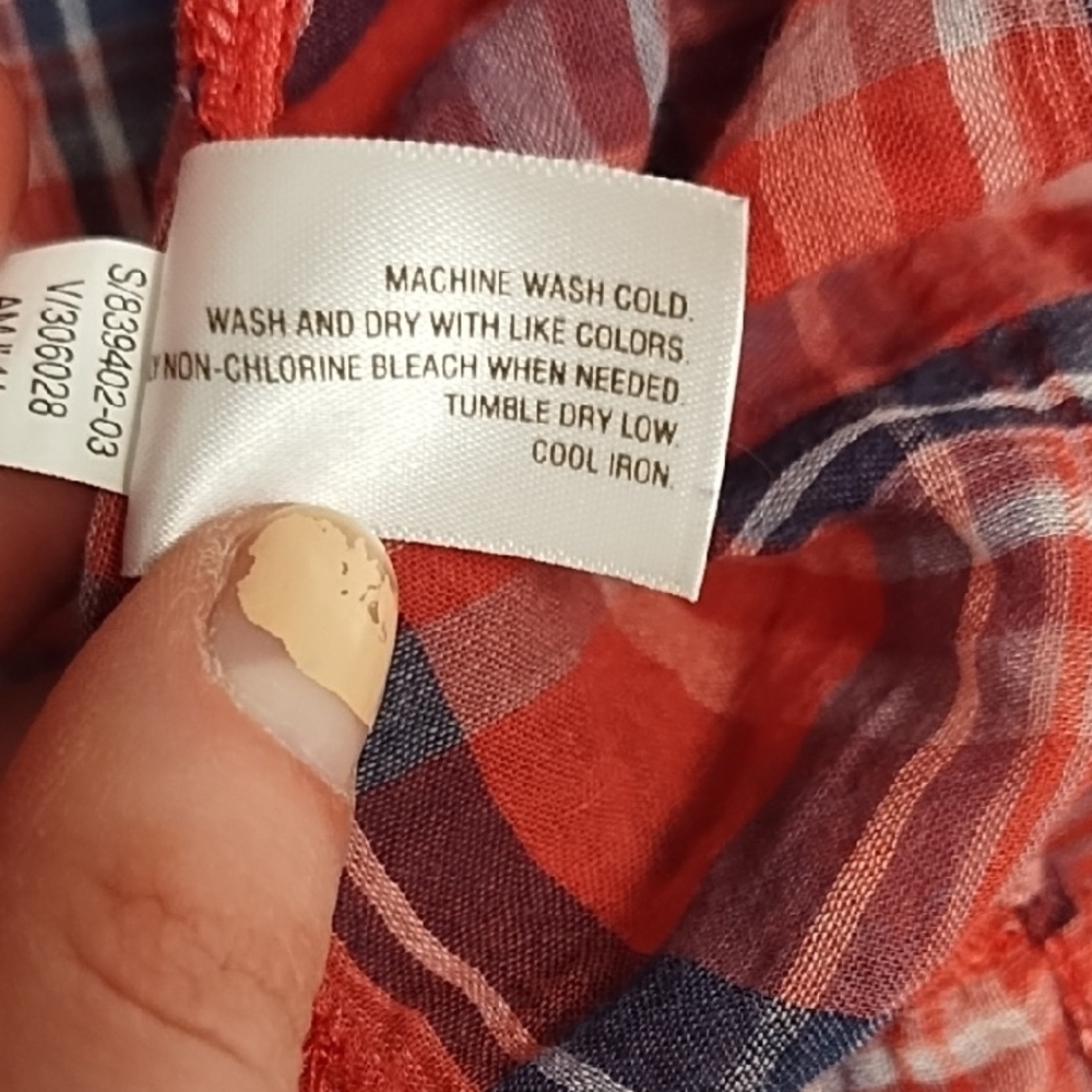 Old Navy Red and Blue Plaid Button Down Shirt 100% Cotton - Picture 7 of 8